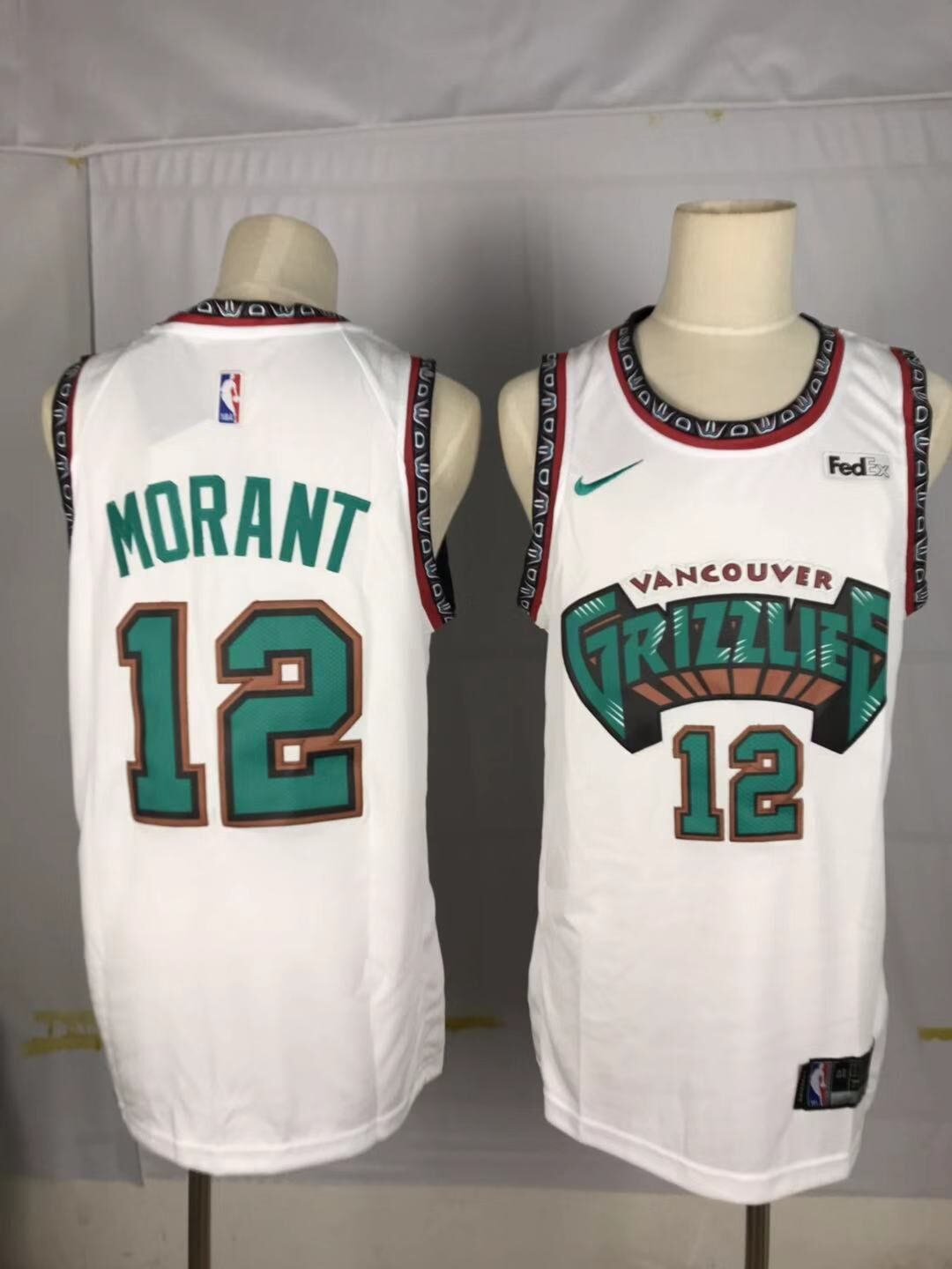 Men Memphis Grizzlies 12 Morant White Throwback Nike NBA Jerseys